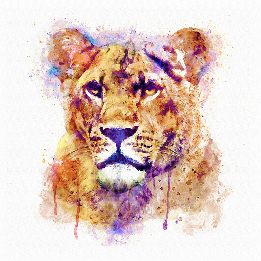 Wildlife Painting - Lioness Head by Marian Voicu