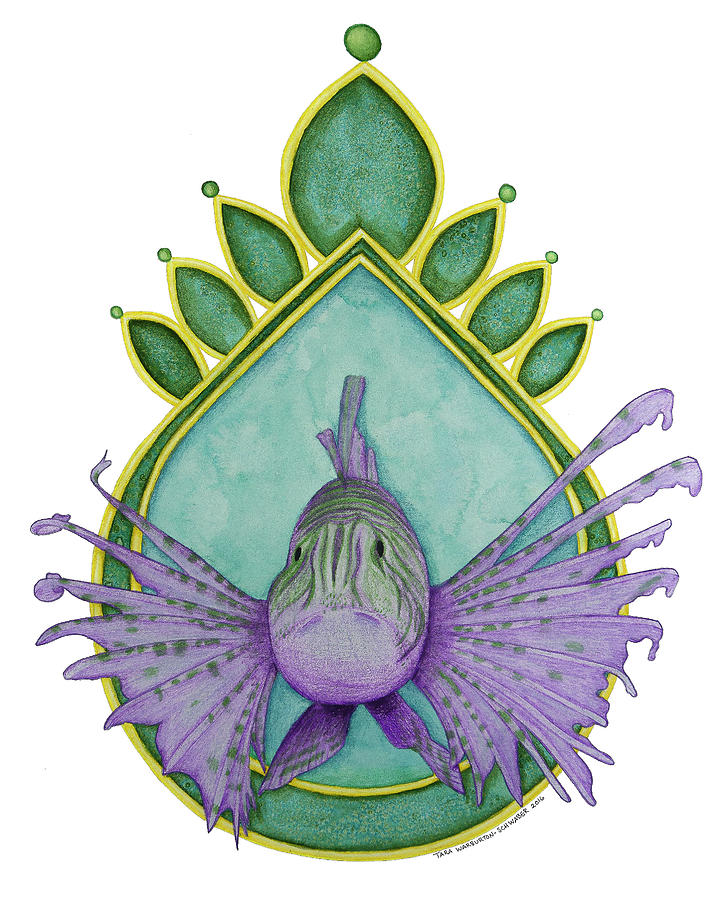 Lionfish Drawing - Lionfish by Tara Warburton-Schwaber Lionfish Drawing - Lionfish by Tara Warburton-Schwaber