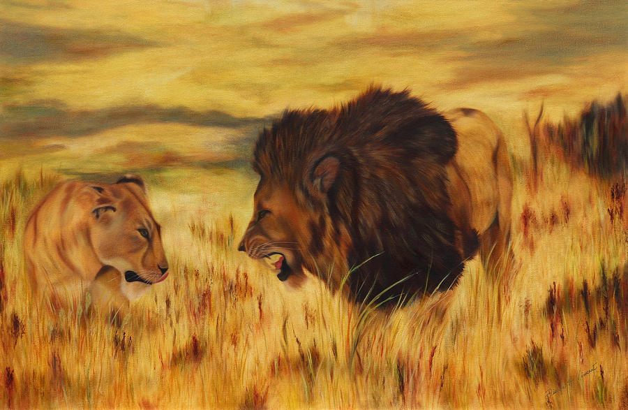 Lions on the Serengeti Painting by Dianne Vincent - Fine Art America