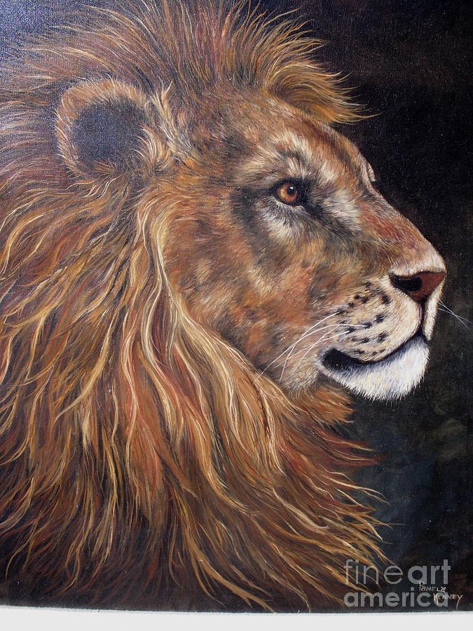 Lion Painting - Lions Portrait by Pamela  Squires