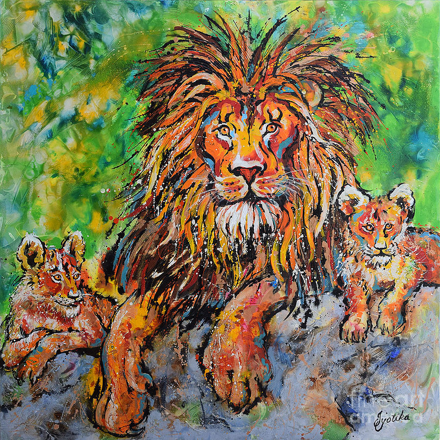 Lions Pride Painting by Jyotika Shroff