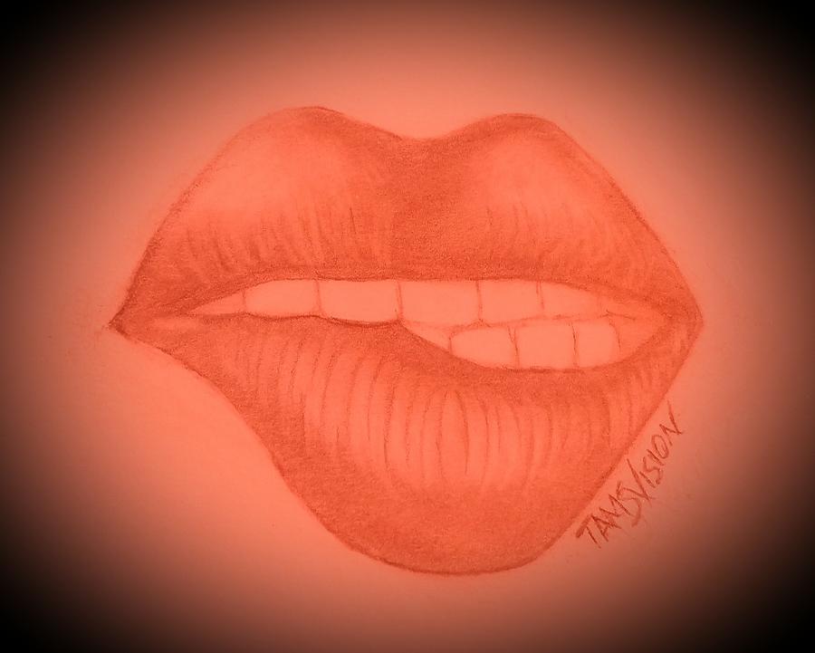 Lip Bite Drawing by Tammy Lane Fine Art America