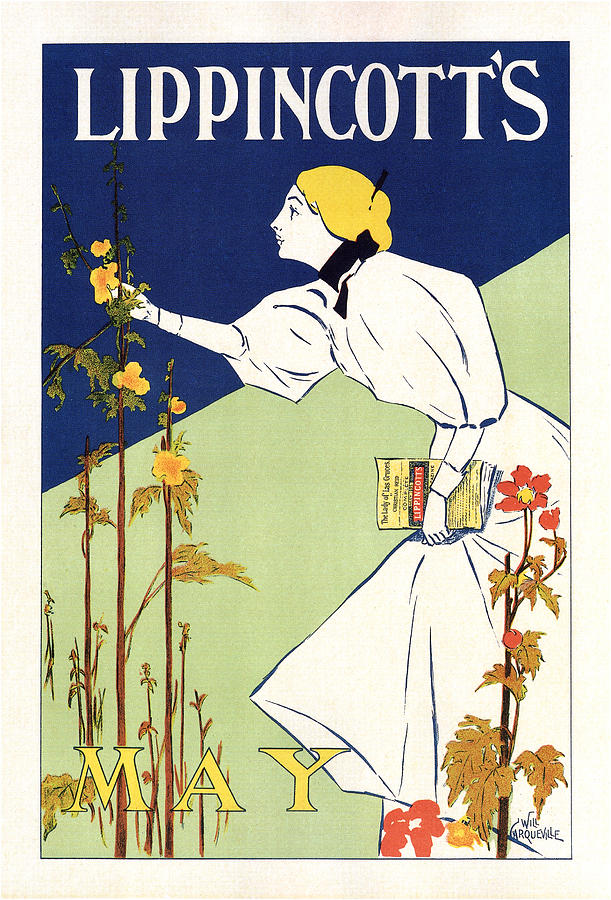 Lippincotts Magazine - May - Magazine Cover - Vintage Art Nouveau Poster Mixed Media by Studio Grafiikka