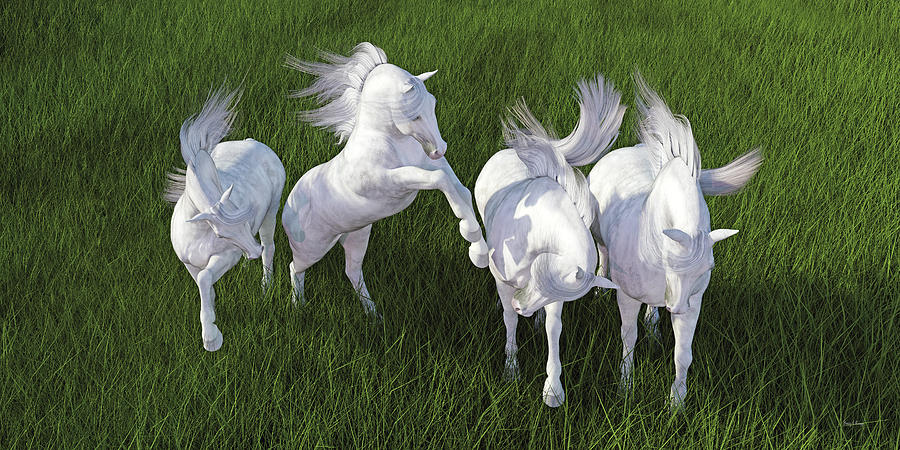 Horse Digital Art - Lippizzaner Fields by Betsy Knapp