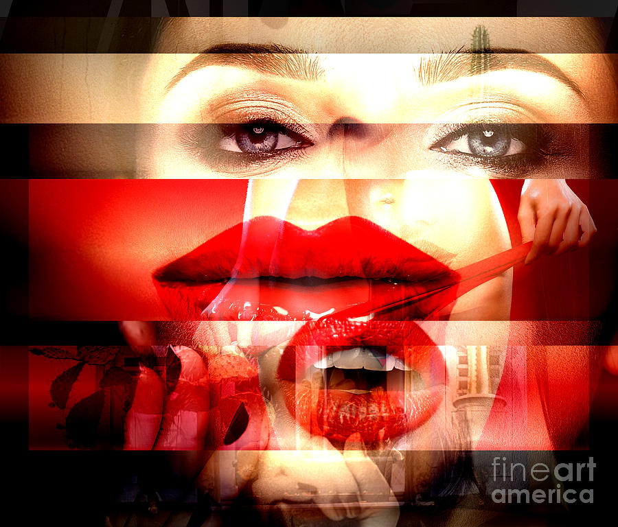 Lips Digital Art by John Rizzuto