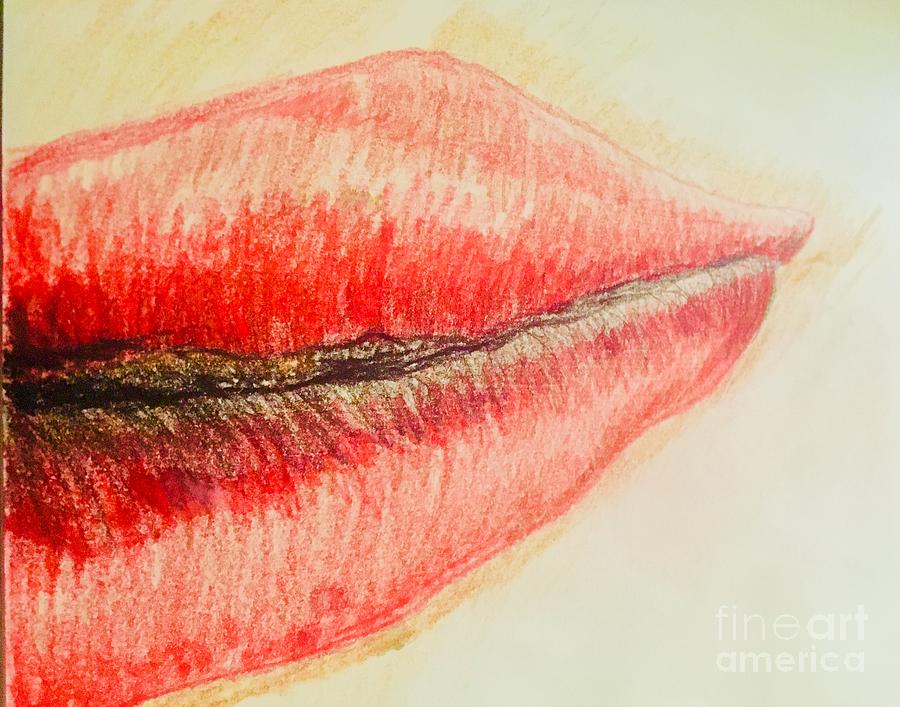 Lips Drawing - Lips  by Mary Shannon Hurst