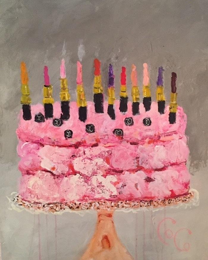 Lipstick Cake Painting by Sandy Welch