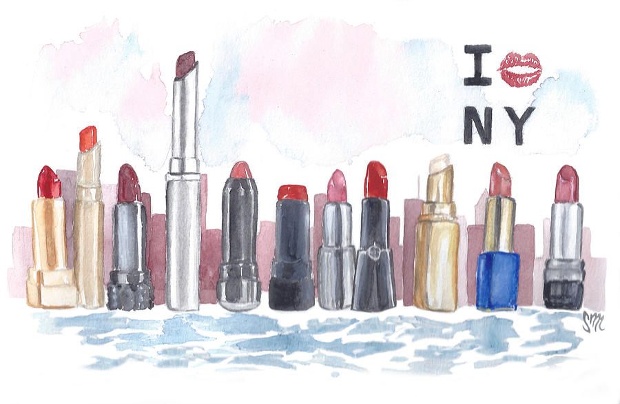 New York City Skyline Painting - Lipstick City by Sabina Mollot