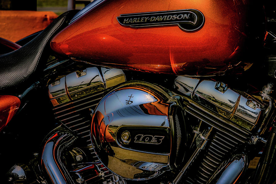 Liquid Heavy Steel HD Motorcycle Orange 4414 H_3 Photograph by Steven Ward