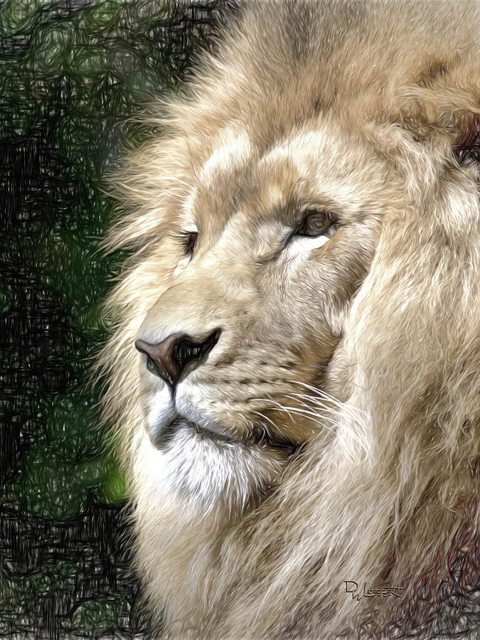 Liquid Lion Digital Art by David Luebbert