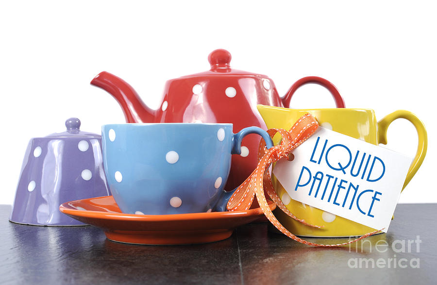 Liquid Patience colorful tea set. Photograph by Milleflore Images