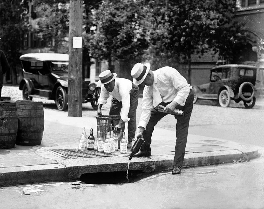 Beer Photograph - Liquor Down The Drain - Prohibition Era - 1921 by War Is Hell Store