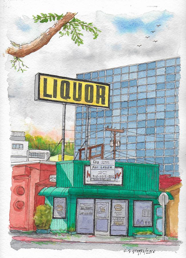 Liquor for lease in Burbank, California Painting by Carlos G Groppa