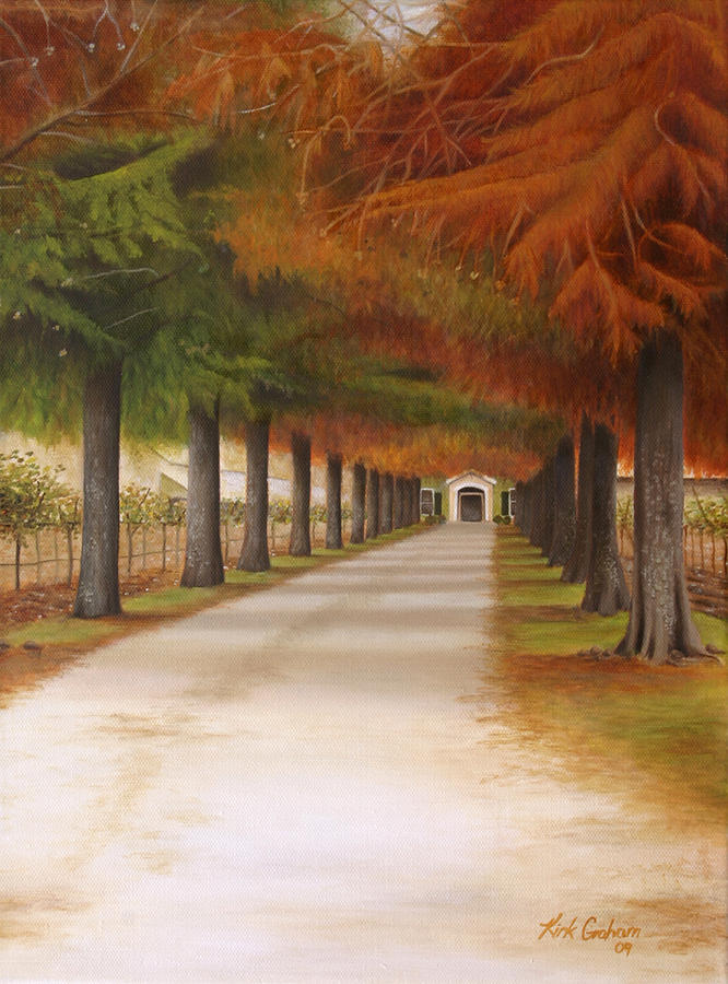 Cypress Trees Painting - Lisas Way by Kirk Graham