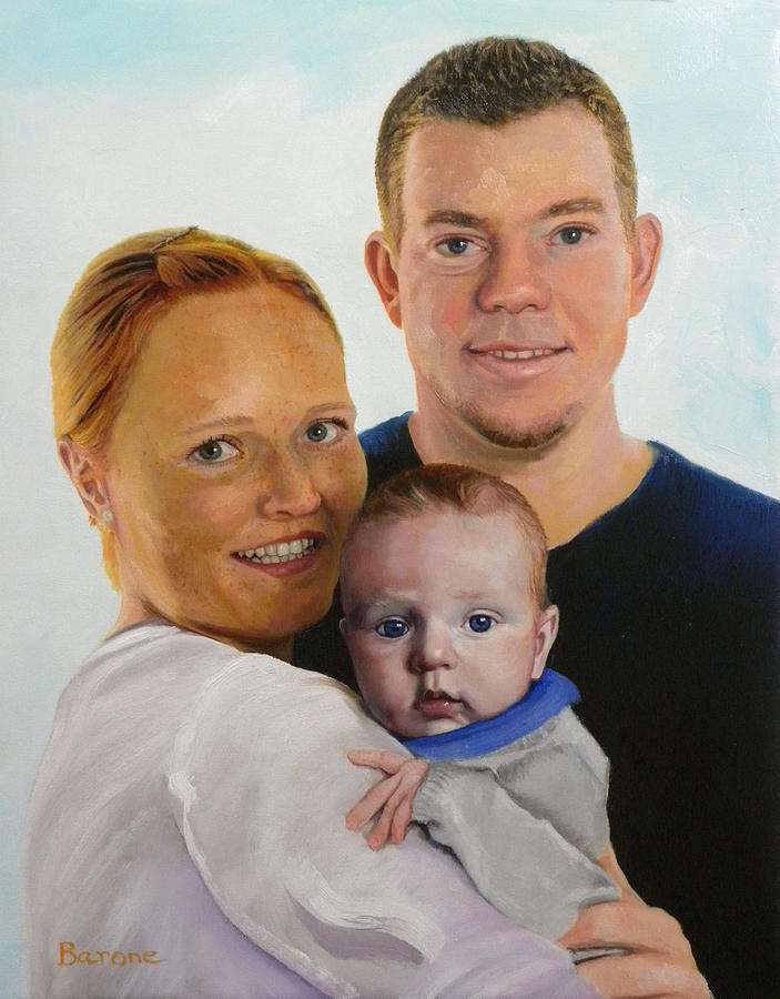 Lisbeth and Troels and Simon Painting by Richard Barone