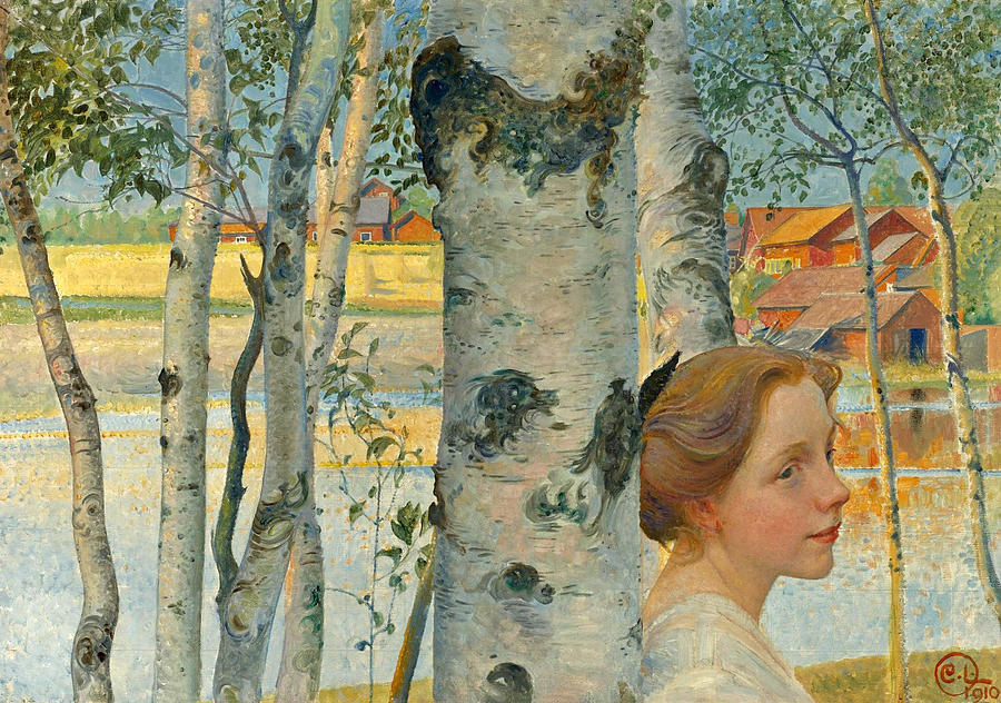 Carl Larsson Painting - Lisbeth by the Birch Tree by Carl Larsson