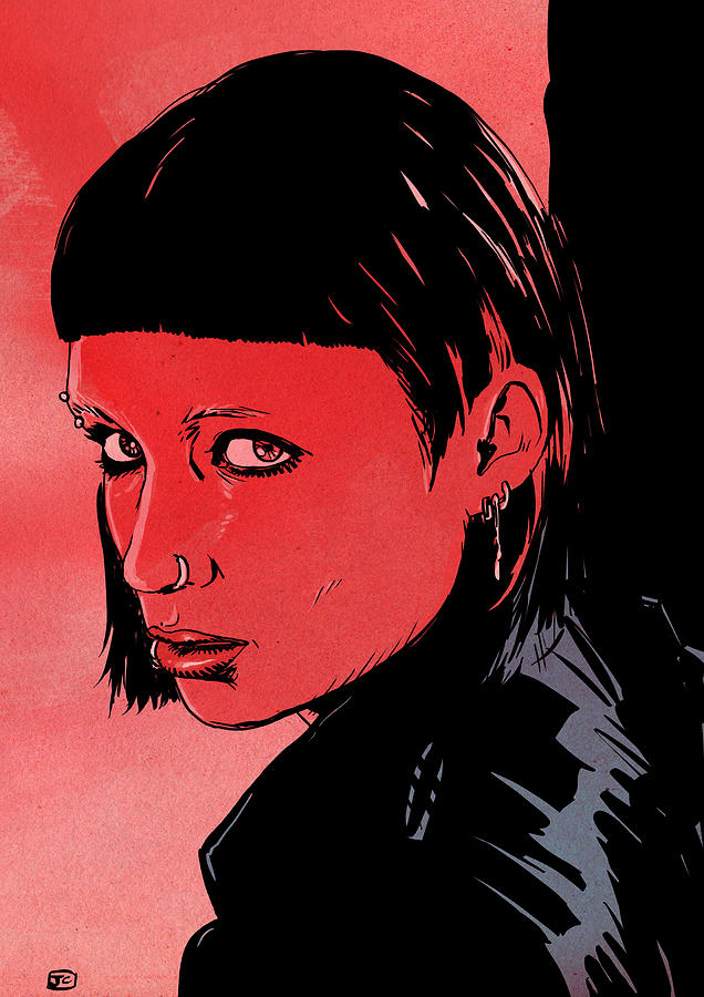 The Girl With The Dragon Tattoo Drawing - Lisbeth Salander Mara Rooney by Giuseppe Cristiano