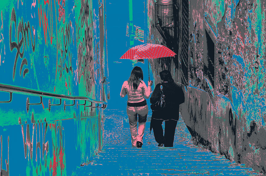 Umbrella Mixed Media - Lisbon Blue by Shay Culligan