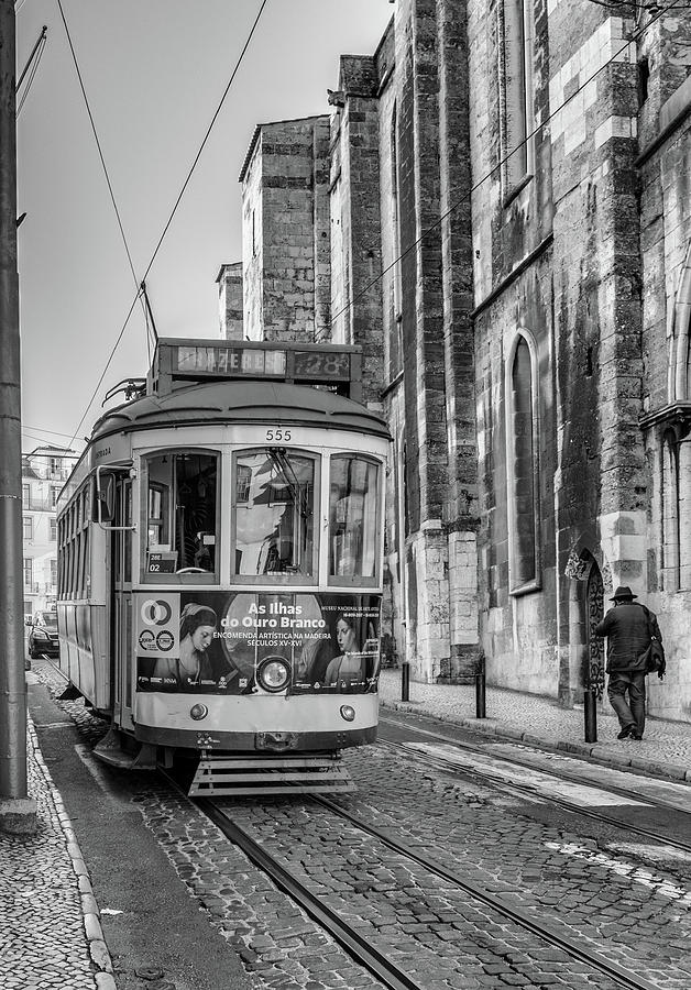 Lisbon City Tram in Mono Photograph by Georgia Clare