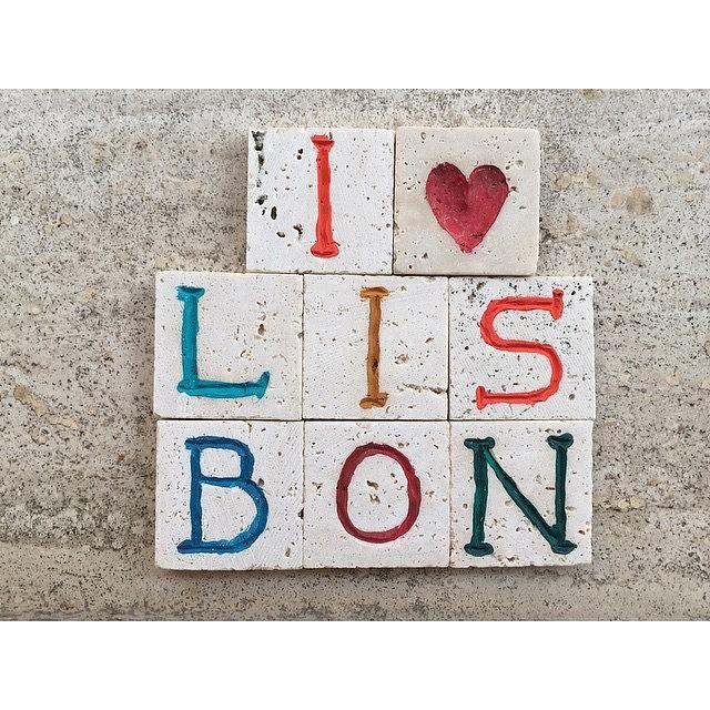 Craftwork Photograph - Lisbon I Love You On Carved Travertine by Adriano La Naia