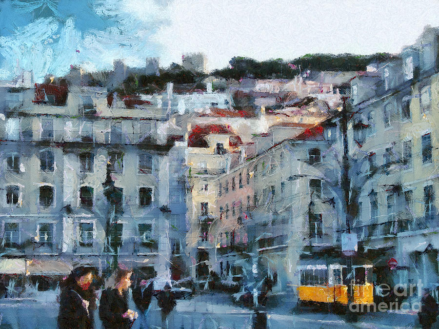Lisbon Street Painting by Dimitar Hristov