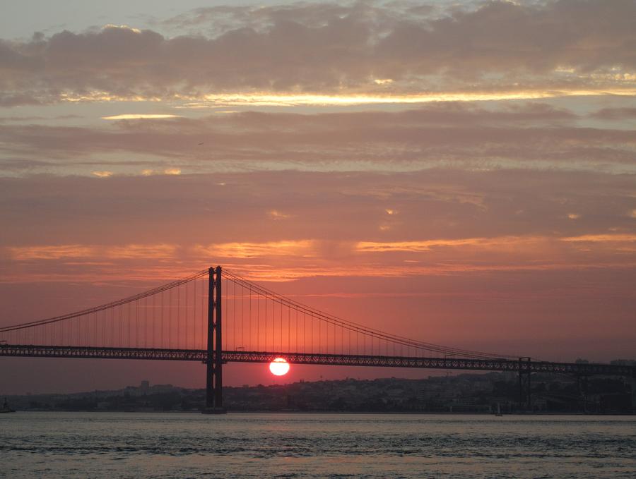 Lisbon Tagus River Sunset II Portugal Photograph by John Shiron