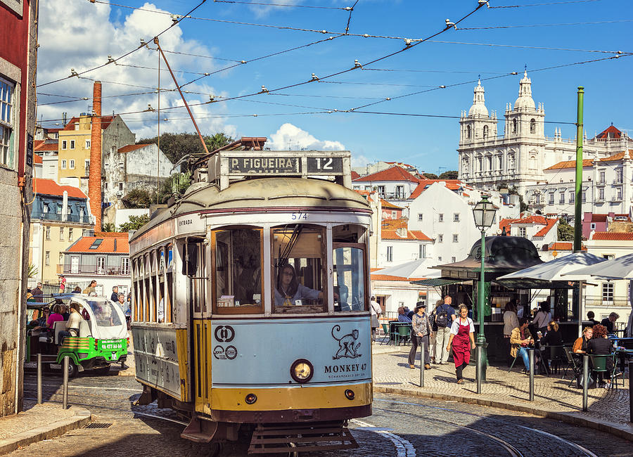 Vintage Photograph - Lisbon Tram by Joan Carroll