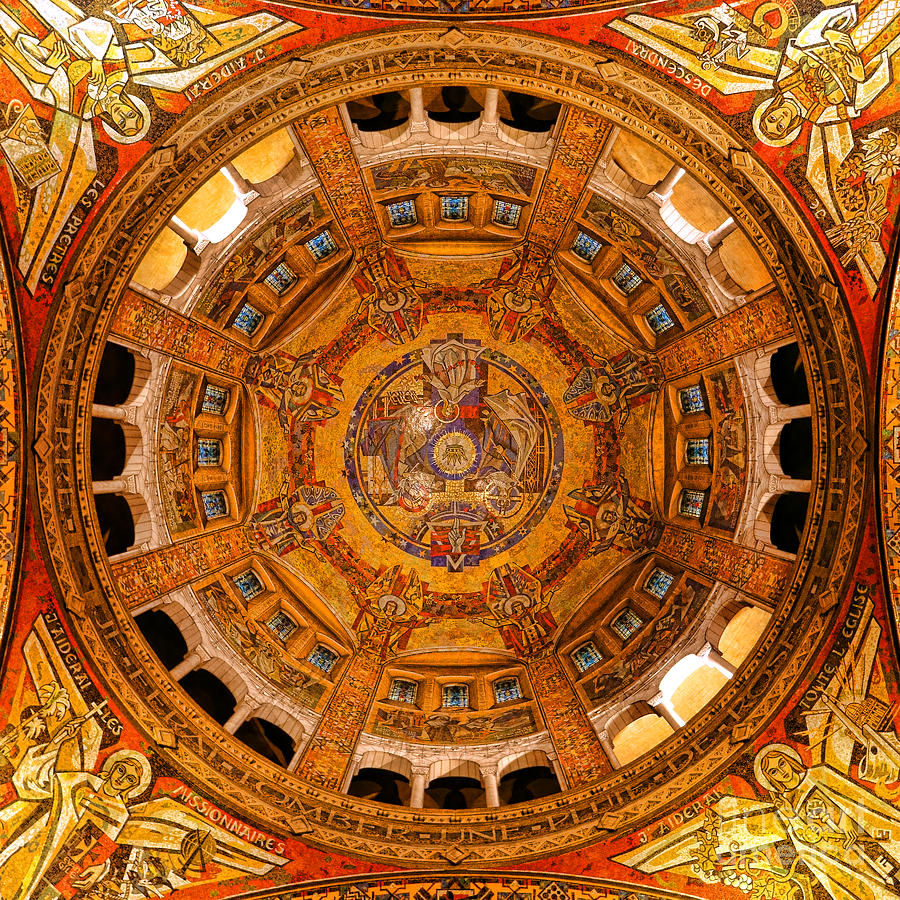 Lisieux St Therese Basilica Dome Ceiling Photograph by Olivier Le Queinec
