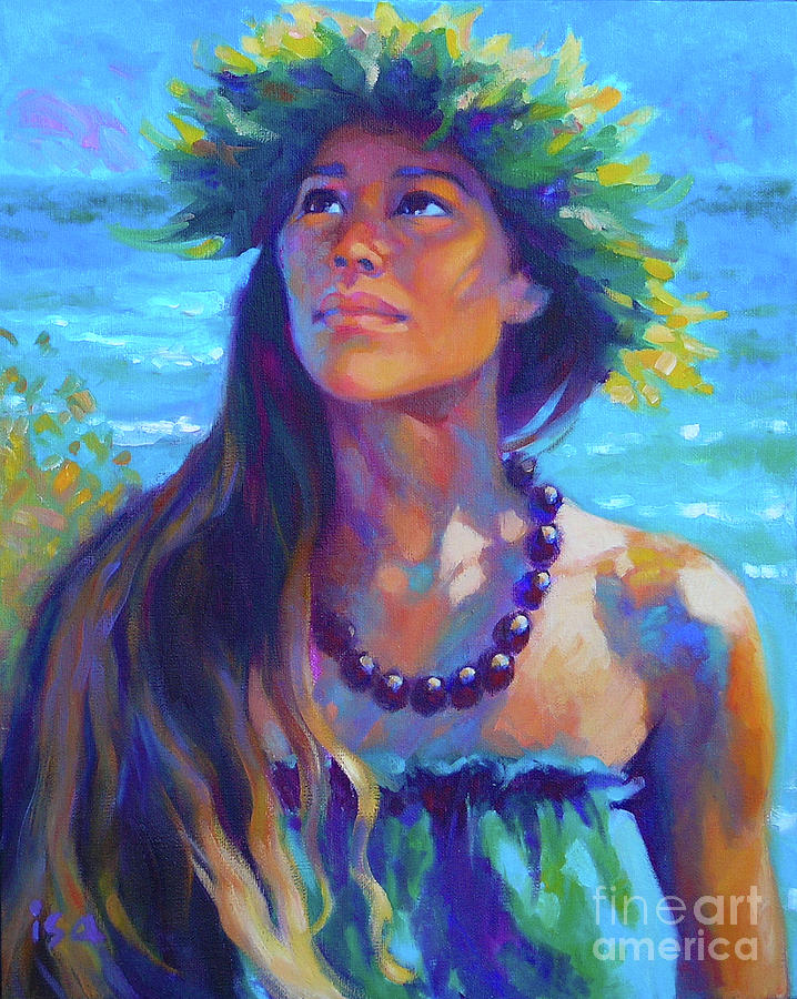 Portrait Painting - Listening to Aumakua by Isa Maria