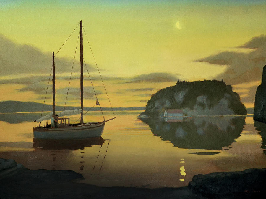 Seascape Painting - Litlesotra by Arild Amland Seascape Painting - Litlesotra by Arild Amland