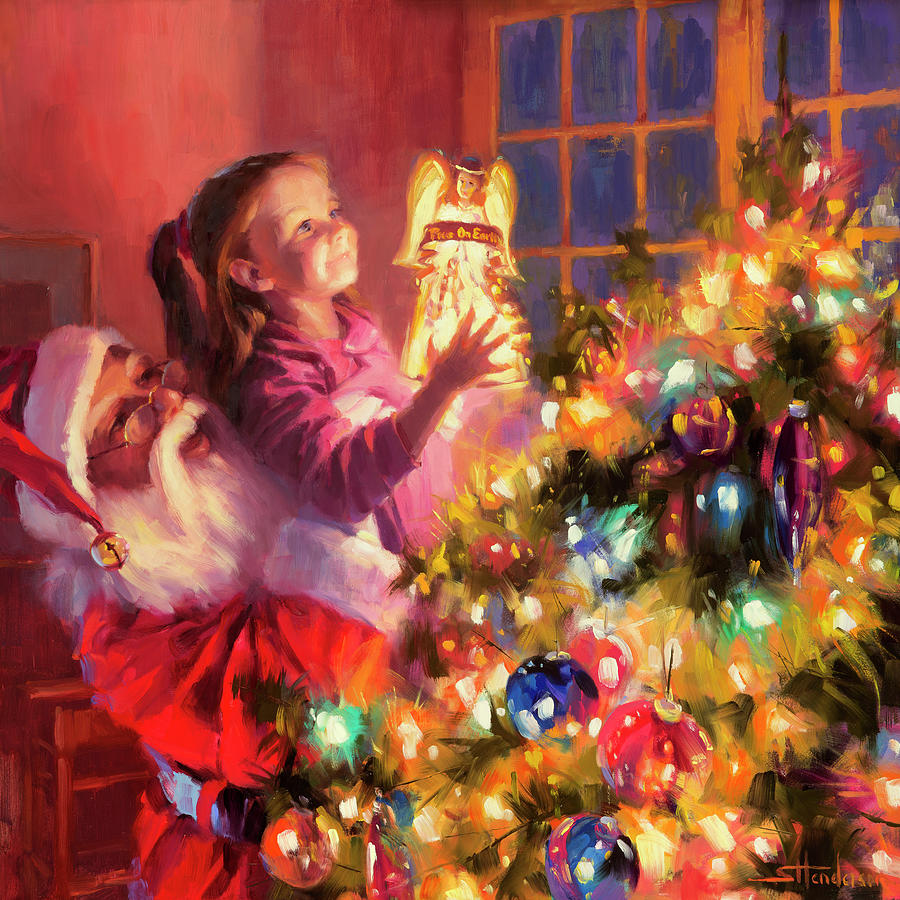 Christmas Painting - Little Angel Bright by Steve Henderson