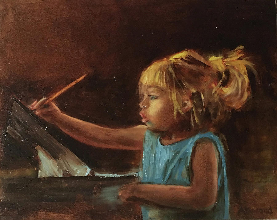 Child Painting - Little Artist by Lynne Atwood Child Painting - Little Artist by Lynne Atwood