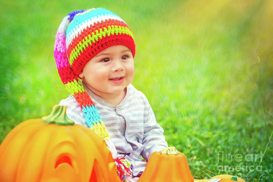 Little baby enjoying Halloween holiday Photograph by Anna Om