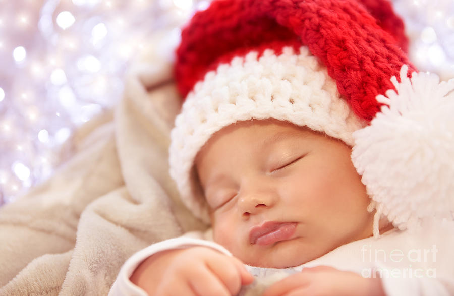 Little baby sleeping on Christmas Photograph by Anna Om