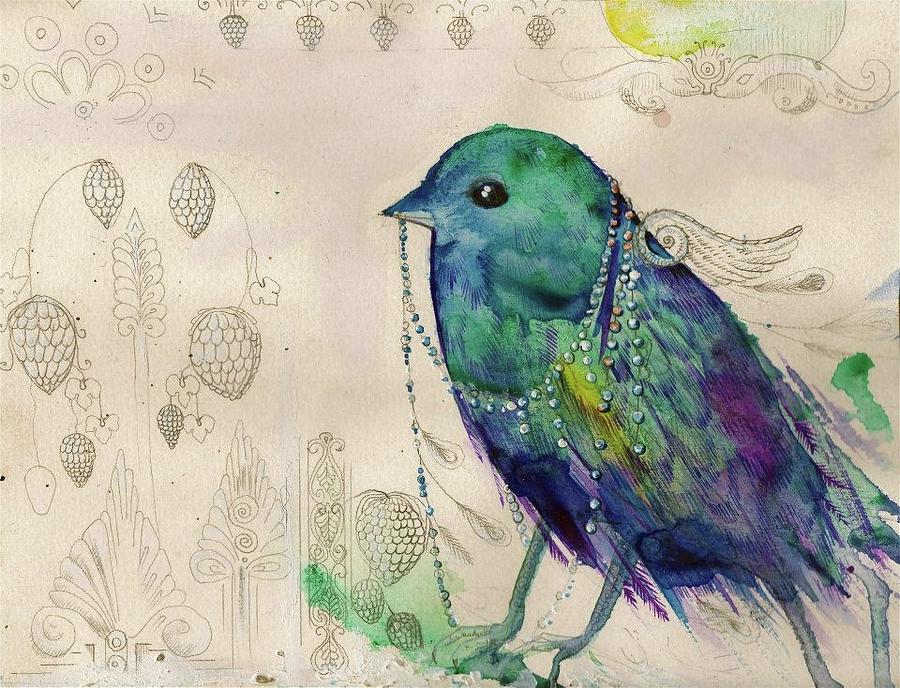 Bird Painting - Little Bird by Nino Gabashvili