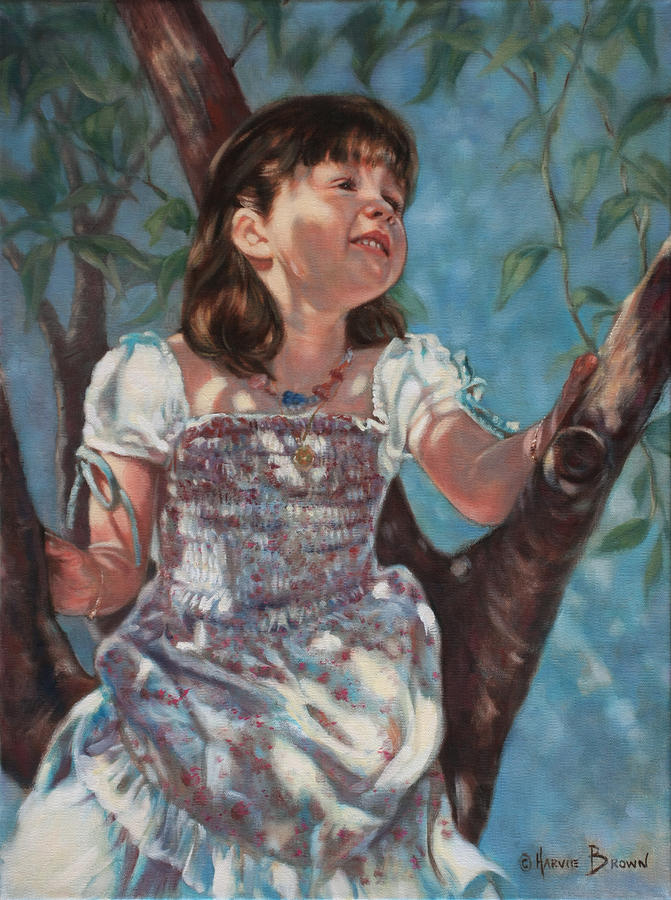 Tree Painting - Little Bird Watcher by Harvie Brown