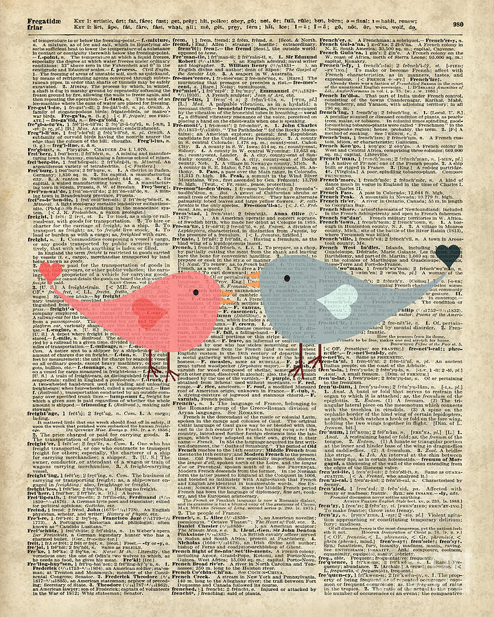 Bird Digital Art - Little Birds Love by Anna W