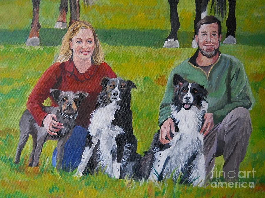 Dog Painting - Little Bits New Family by Stella Sherman