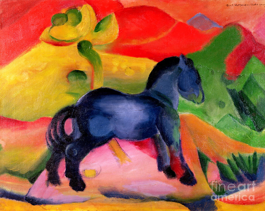 Franz Marc Painting - Little Blue Horse by Franz Marc