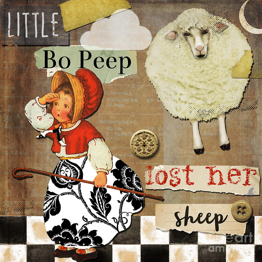 Little Bo Peep Nursery Rhyme Painting by Mindy Sommers