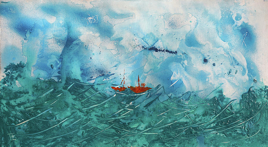 Little Boat - Big Storm Painting by Erik Tanghe