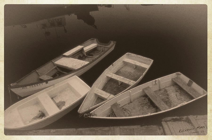 Little boats in Rockport Massachusetts Harbor 1981 Photograph by Garry McMichael