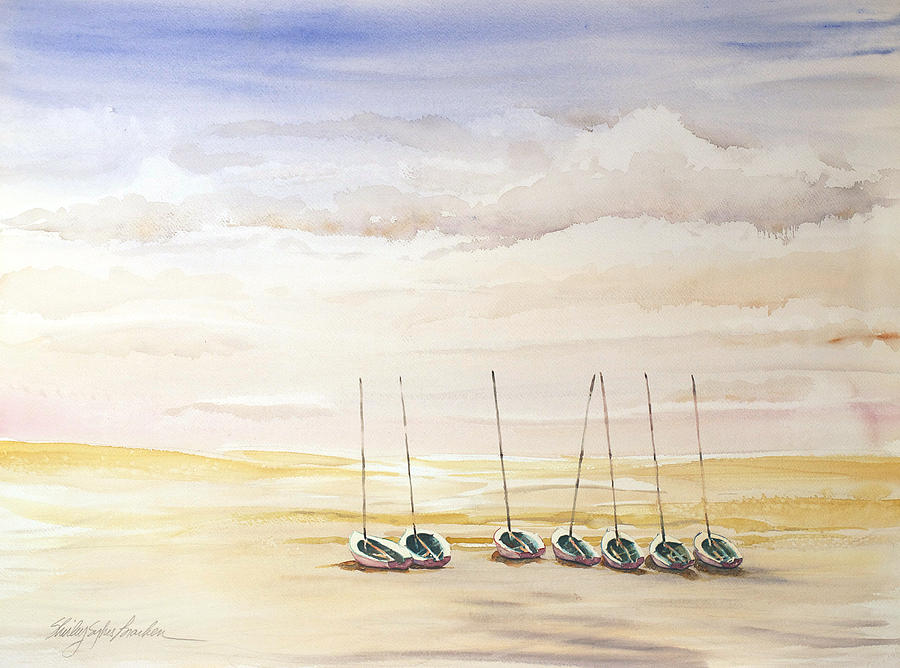 Little Boats On The Beach Painting