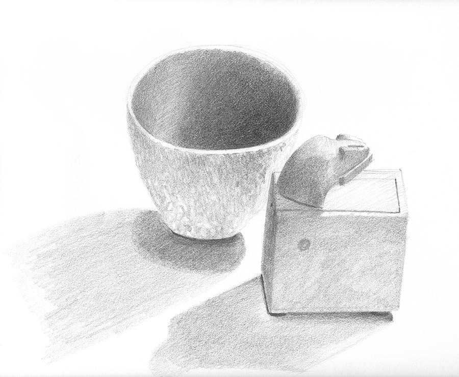 Little Bowl And Magic Box Sketch Drawing by Ben Kotyuk