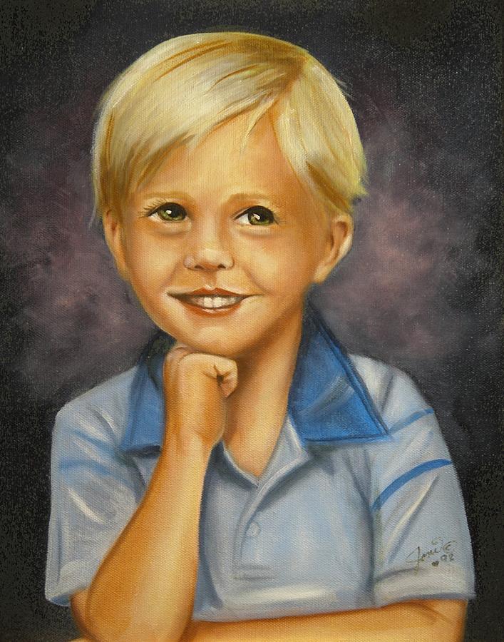 Portrait Painting - Little Boy Blue by Joni McPherson