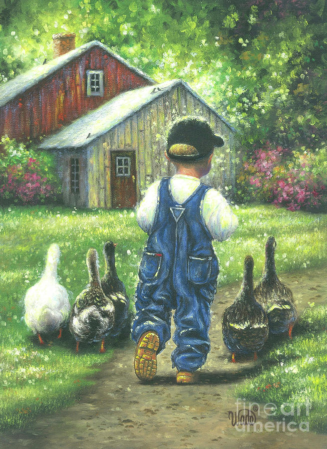 Little Boy Blue Little Farm Boy Painting by Vickie Wade