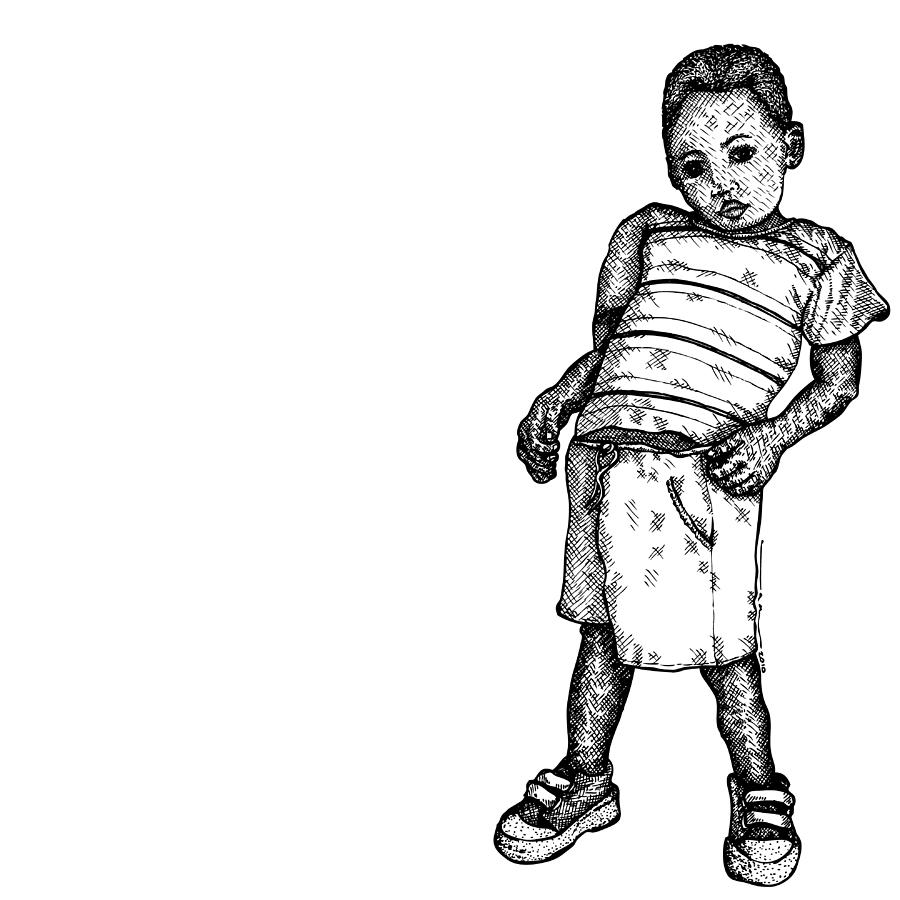 drawing of a little boy standing
