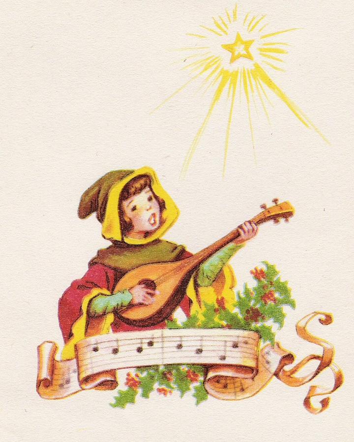 Little Boy Playing A Guitar Watercolor Illustration Painting By Tuscan