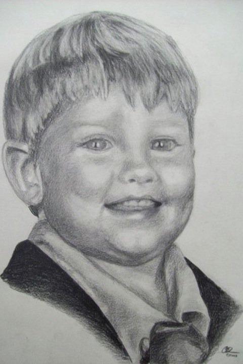 Portrait Drawing - Little Boy Portrait by Christopher Denham