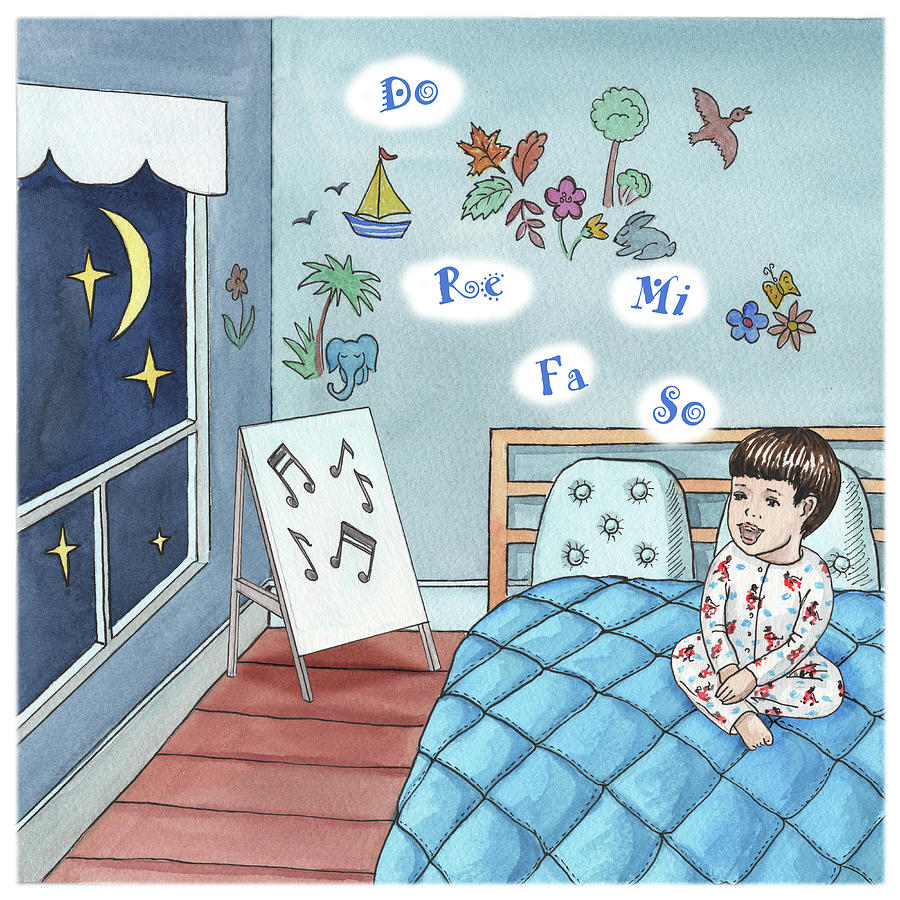 Little Boy Singing In The Bed Painting by Irina Sztukowski
